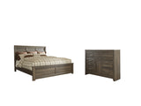 Juararo California King Panel Bed with Dresser in Dark Brown - PKG004053