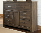 Juararo California King Panel Bed with Dresser in Dark Brown - PKG004053