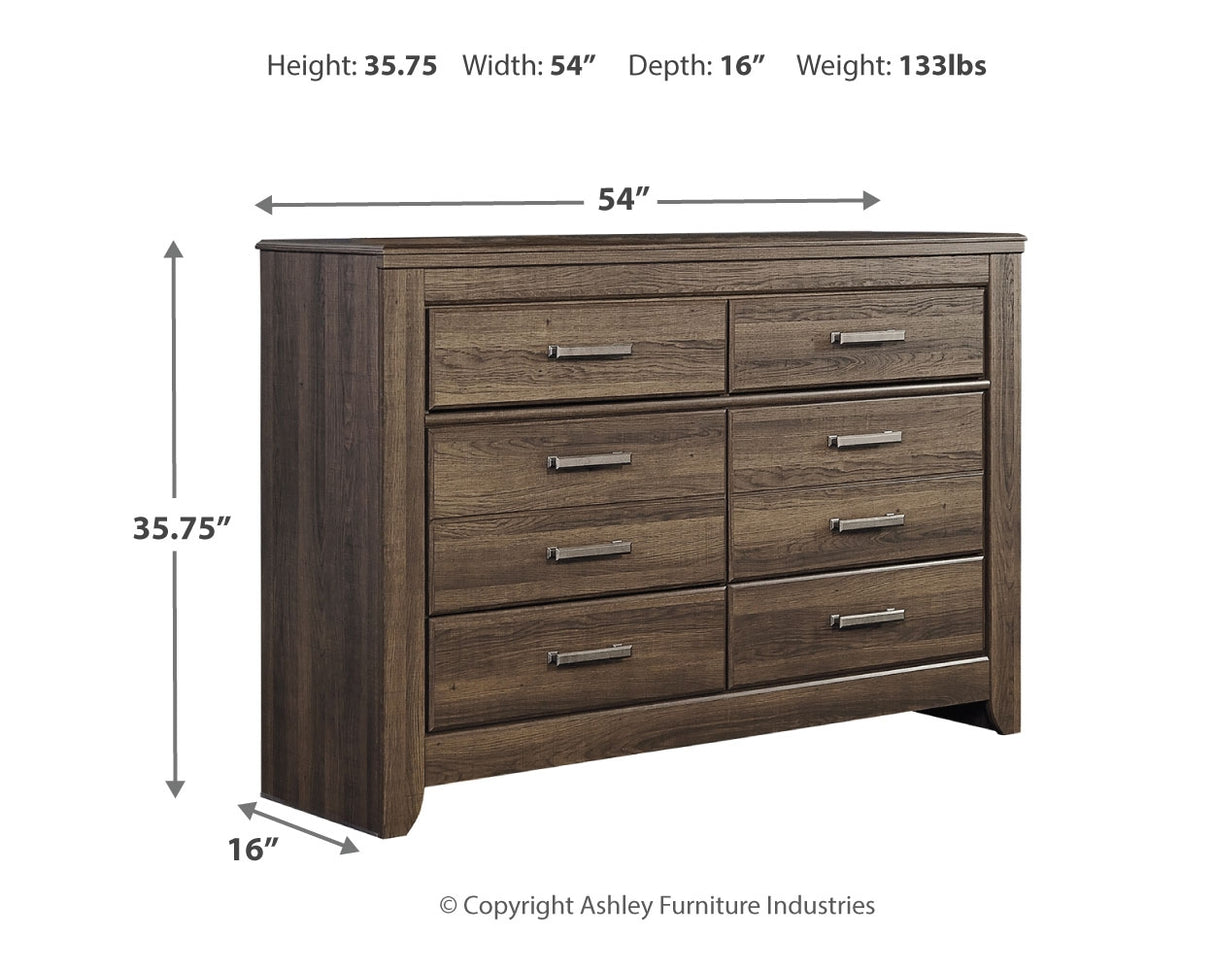 Juararo California King Panel Bed with Dresser in Dark Brown - PKG004053