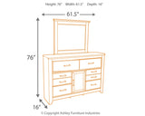 Juararo California King Panel Bed with Mirrored Dresser and Chest in Dark Brown - PKG004056