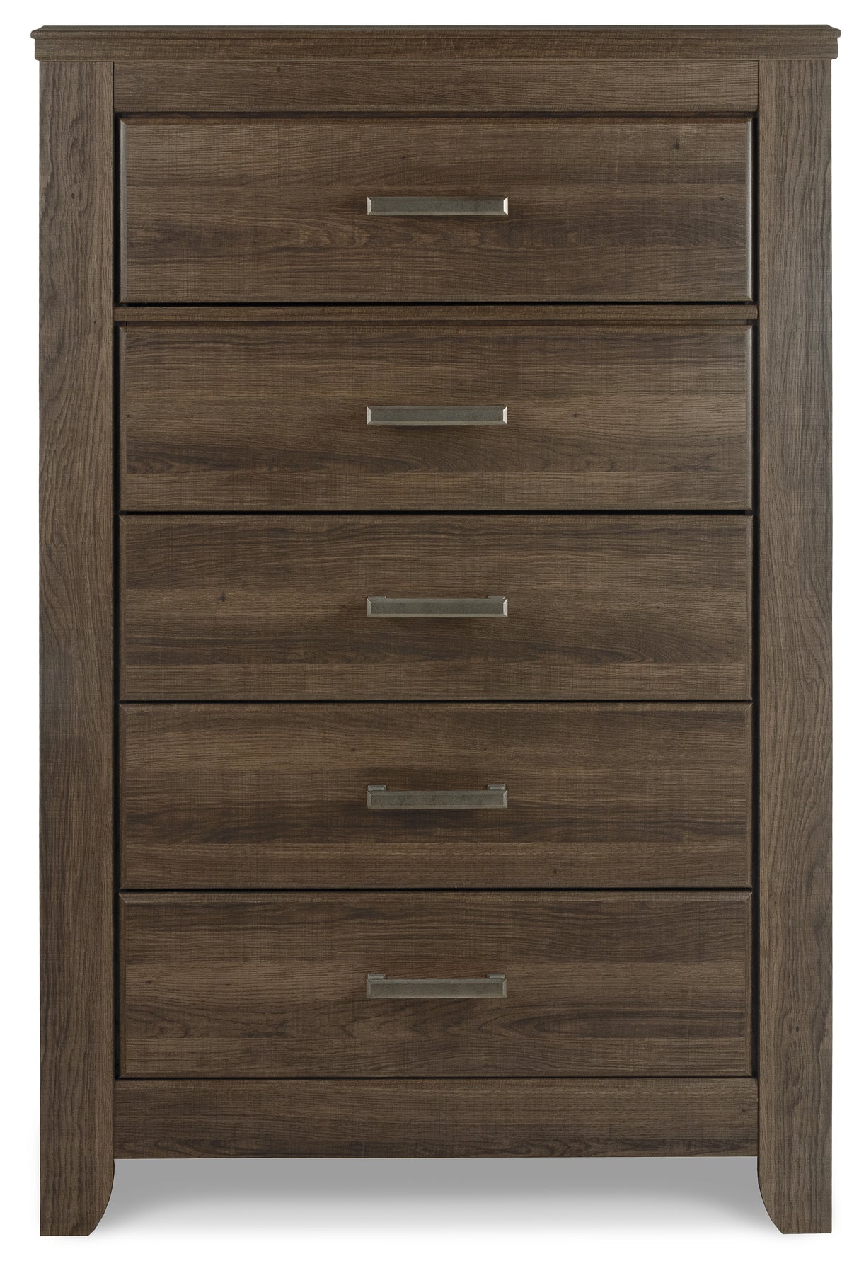 Juararo California King Panel Bed with Mirrored Dresser and Chest in Dark Brown - PKG004056