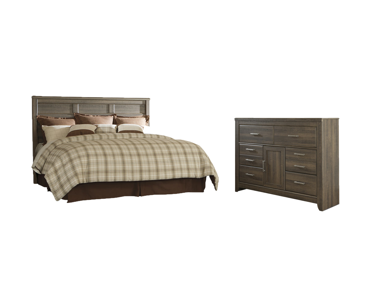 Juararo King/California King Panel Headboard Bed with Dresser in Dark Brown - PKG004029