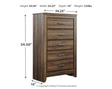 Juararo King Panel Bed with Mirrored Dresser, Chest and Nightstand in Dark Brown - PKG004073