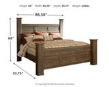 Juararo King Poster Bed with Mirrored Dresser, Chest and 2 Nightstands in Dark Brown - PKG004040