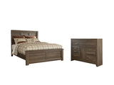 Juararo Queen Panel Bed with Dresser in Dark Brown - PKG004081