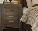 Juararo Queen Panel Bed with Mirrored Dresser and 2 Nightstands in Dark Brown - PKG004083