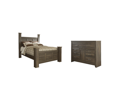 Juararo Queen Poster Bed with Dresser in Dark Brown from Ashley - Luna Furniture