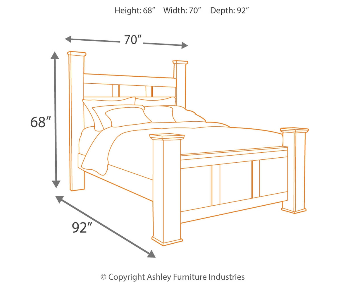 Juararo Queen Poster Bed with Mirrored Dresser, Chest and 2 Nightstands in Dark Brown - PKG004068