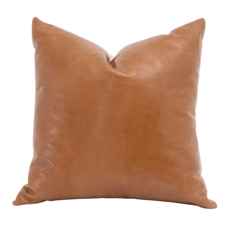 The Better Together 22" Essential Pillow in Whiskey Brown Top Grain Leather, Jute, Set of 2 - 7204-22.WHBRN/JUT