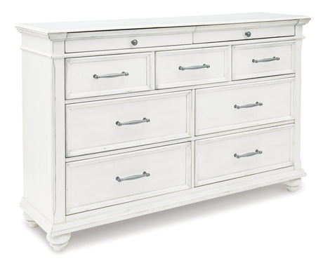 Kanwyn King Panel Bed with Dresser in Whitewash - PKG007943