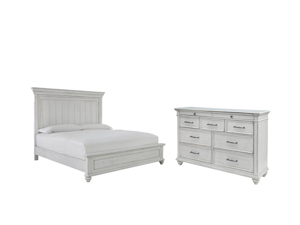 Kanwyn King Panel Bed with Dresser in Whitewash - PKG007943