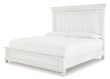 Kanwyn King Panel Bed with Mirrored Dresser and 2 Nightstands in Whitewash - PKG007948