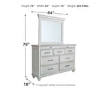 Kanwyn King Panel Bed with Mirrored Dresser and 2 Nightstands in Whitewash - PKG007948