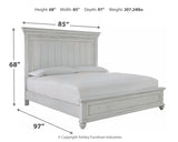 Kanwyn King Panel Bed with Mirrored Dresser and 2 Nightstands in Whitewash - PKG007948