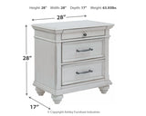 Kanwyn King Panel Bed with Mirrored Dresser and 2 Nightstands in Whitewash - PKG007948