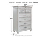 Kanwyn King Panel Bed with Mirrored Dresser and Chest in Whitewash - PKG007945