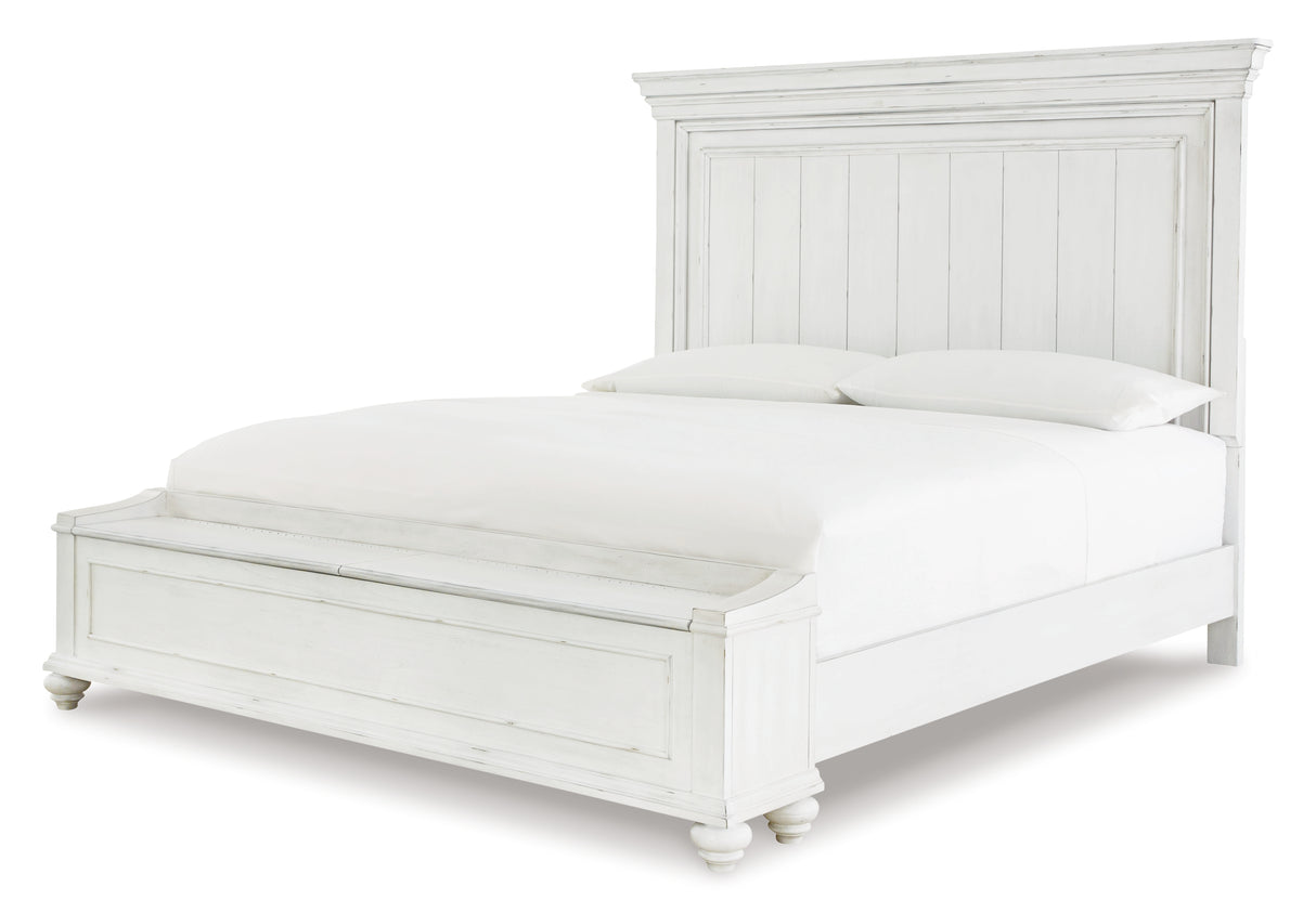 Kanwyn King Panel Bed with Storage with Dresser in Whitewash - PKG007949