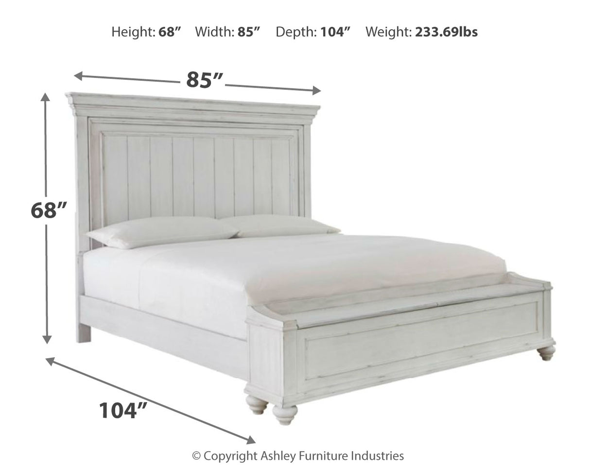 Kanwyn King Panel Bed with Storage with Dresser in Whitewash - PKG007949