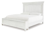 Kanwyn King Panel Bed with Storage with Mirrored Dresser and Chest in Whitewash - PKG007951