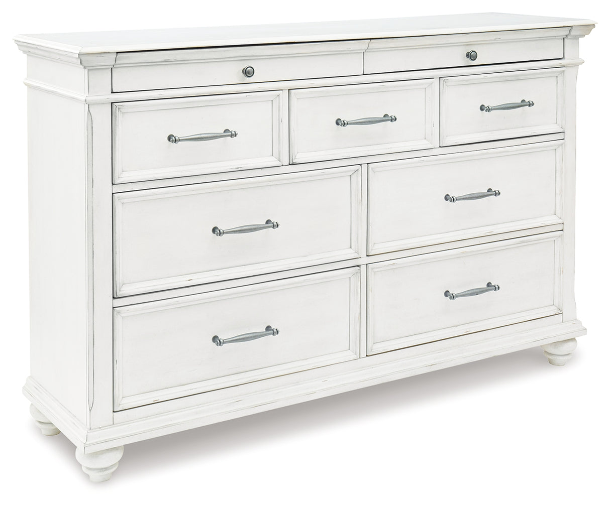 Kanwyn Queen Panel Bed with Dresser in Whitewash - PKG007928