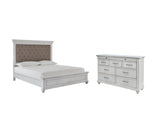 Kanwyn Queen Panel Bed with Dresser in Whitewash - PKG007933