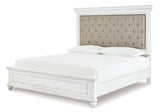 Kanwyn Queen Panel Bed with Mirrored Dresser and Chest in Whitewash - PKG007934