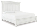 Kanwyn Queen Panel Bed with Mirrored Dresser in Whitewash - PKG000055