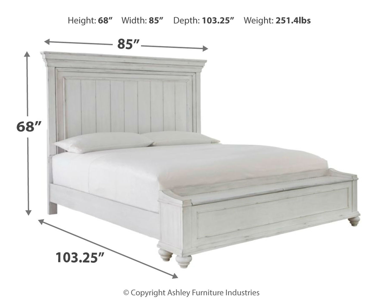 Kanwyn Queen Panel Bed with Storage with Dresser in Whitewash - PKG007938