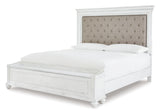 Kanwyn Queen Panel Bed with Storage with Mirrored Dresser, Chest and 2 Nightstands in Whitewash - PKG007941