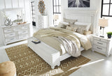 Kanwyn Queen Panel Bed with Storage with Mirrored Dresser, Chest and 2 Nightstands in Whitewash - PKG007941