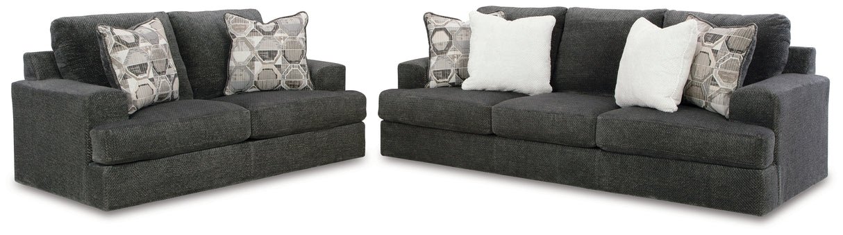 Karinne Sofa and Loveseat in Smoke - PKG015012