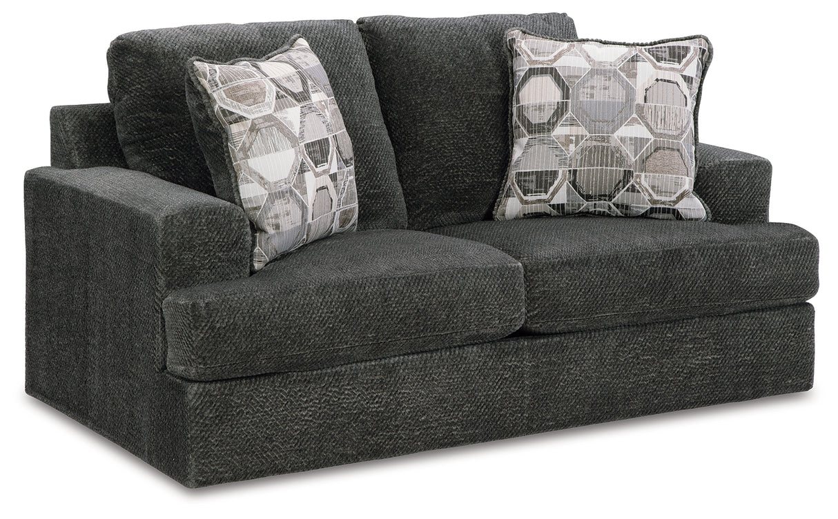 Karinne Sofa and Loveseat in Smoke - PKG015012