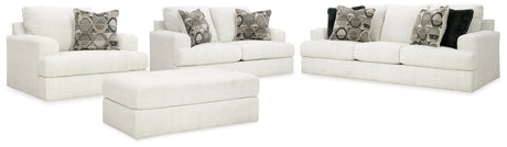 Karinne Sofa, Loveseat, Chair and Ottoman in Linen - PKG015017