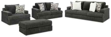 Karinne Sofa, Loveseat, Chair and Ottoman in Smoke - PKG015014