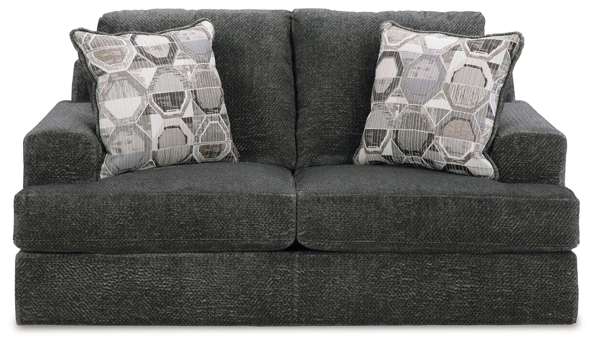 Karinne Sofa, Loveseat, Chair and Ottoman in Smoke - PKG015014