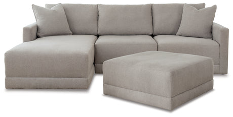 Katany 3-Piece Sectional with Ottoman in Shadow - PKG014513