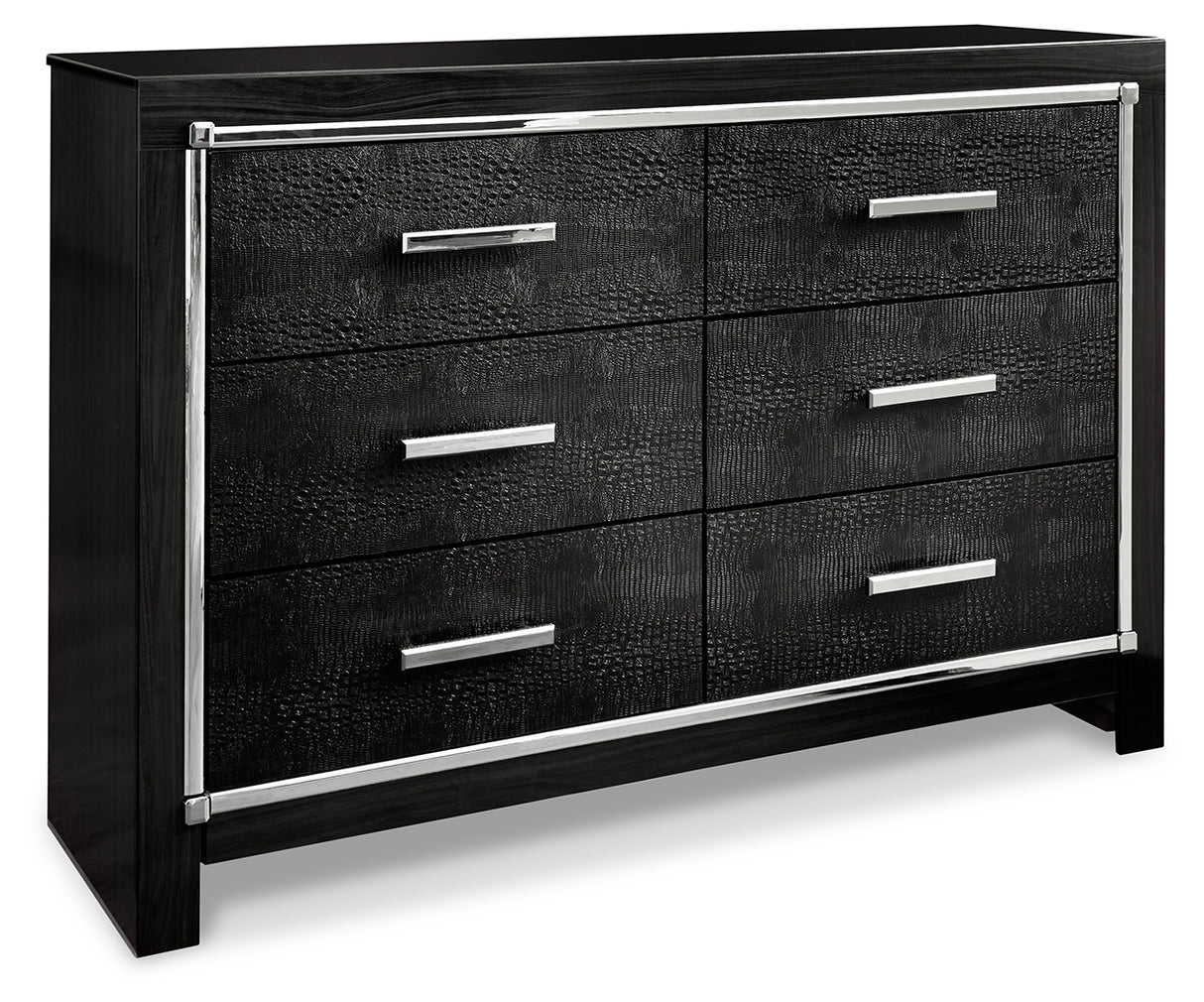 Kaydell King/California King Upholstered Panel Headboard Bed with Dresser in Black from Ashley - Luna Furniture