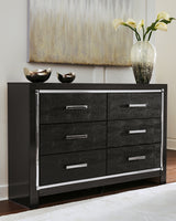 Kaydell King/California King Upholstered Panel Headboard Bed with Dresser in Black from Ashley - Luna Furniture