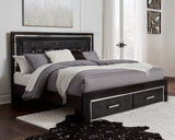 Kaydell King Panel Bed with Storage with Dresser in Black - PKG008325