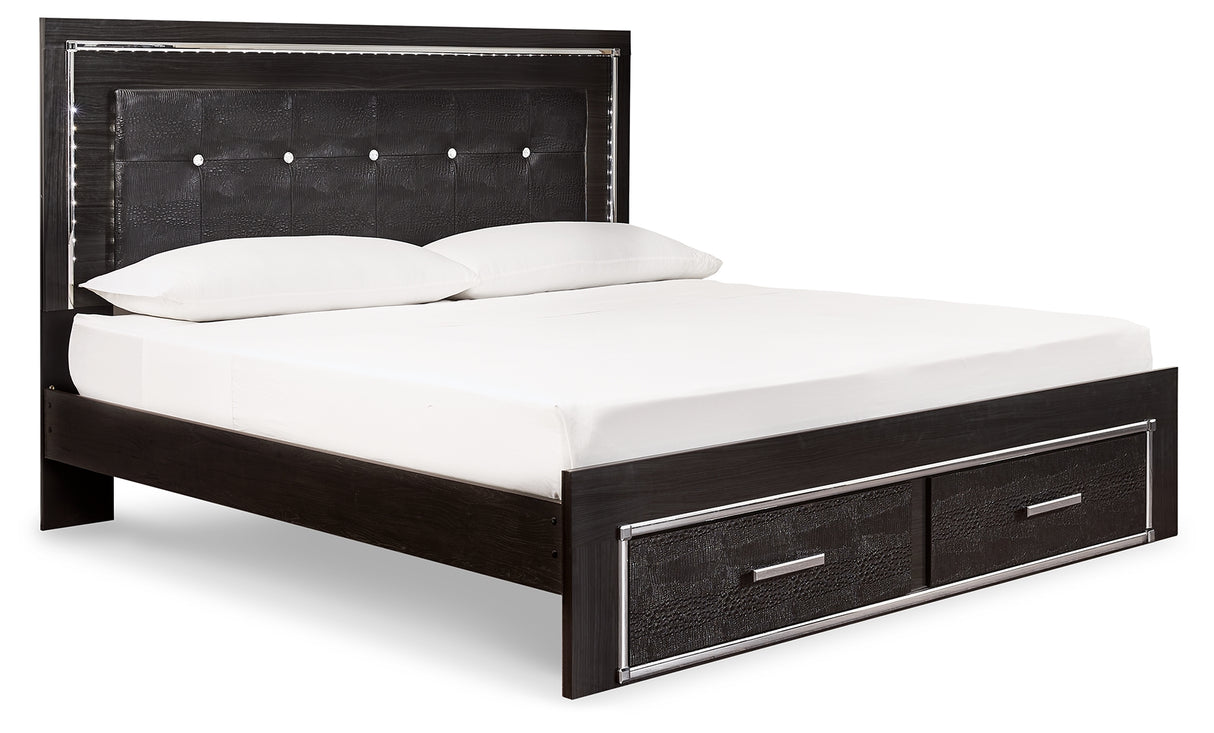 Kaydell King Panel Bed with Storage with Dresser in Black - PKG008325