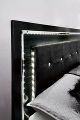 Kaydell King Panel Bed with Storage with Mirrored Dresser and 2 Nightstands in Black - PKG008327