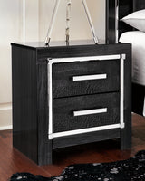 Kaydell King Panel Bed with Storage with Mirrored Dresser and 2 Nightstands in Black - PKG008327