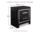 Kaydell King Upholstered Panel Bed with Mirrored Dresser, Chest and 2 Nightstands in Black - PKG014232