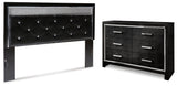 Kaydell King Upholstered Panel Headboard with Dresser in Black - PKG014233