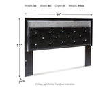 Kaydell King Upholstered Panel Headboard with Mirrored Dresser and 2 Nightstands in Black - PKG014235