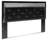 Kaydell King Upholstered Panel Headboard with Mirrored Dresser and Chest in Black - PKG014236