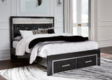 Kaydell King Upholstered Panel Storage Platform Bed with Dresser in Black from Ashley - Luna Furniture