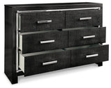 Kaydell King Upholstered Panel Storage Platform Bed with Dresser in Black from Ashley - Luna Furniture