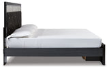 Kaydell King Upholstered Panel Storage Platform Bed with Mirrored Dresser and Chest in Black from Ashley - Luna Furniture