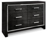 Kaydell Queen/Full Upholstered Panel Headboard Bed with Dresser in Black from Ashley - Luna Furniture